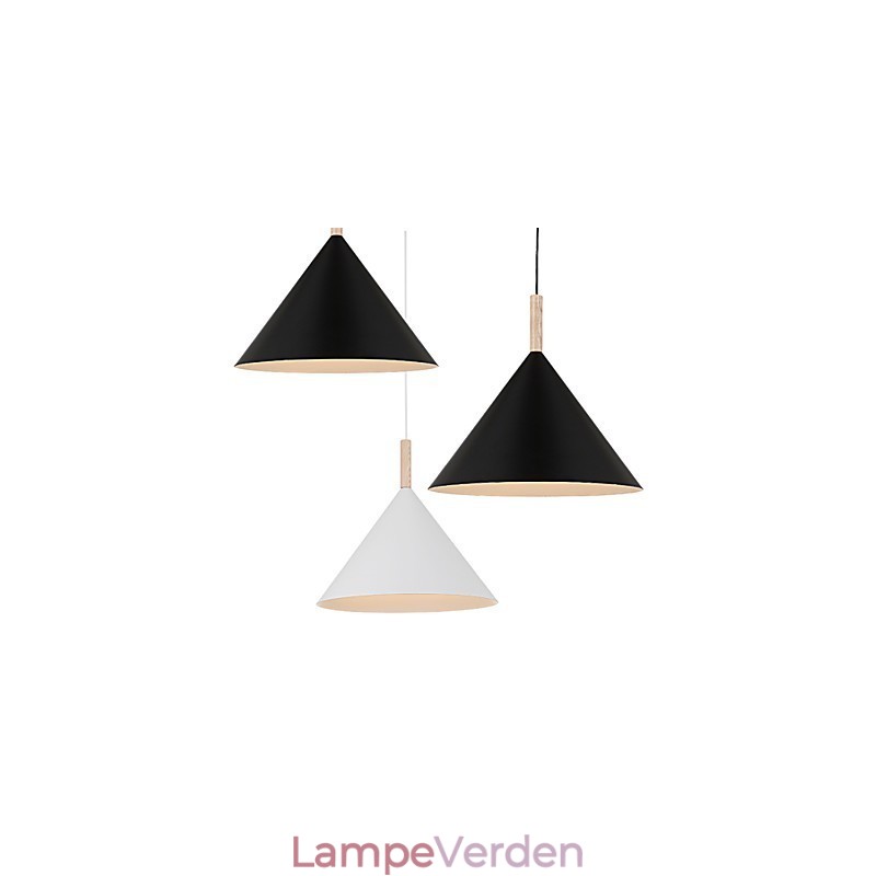 Mini kunstnerisk kegle pendellampe 1 lys Mordern Simplicity Finish Sort hvid aluminium & træ droplight