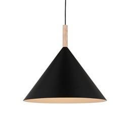 Mini kunstnerisk kegle pendellampe 1 lys Mordern Simplicity Finish Sort hvid aluminium & træ droplight