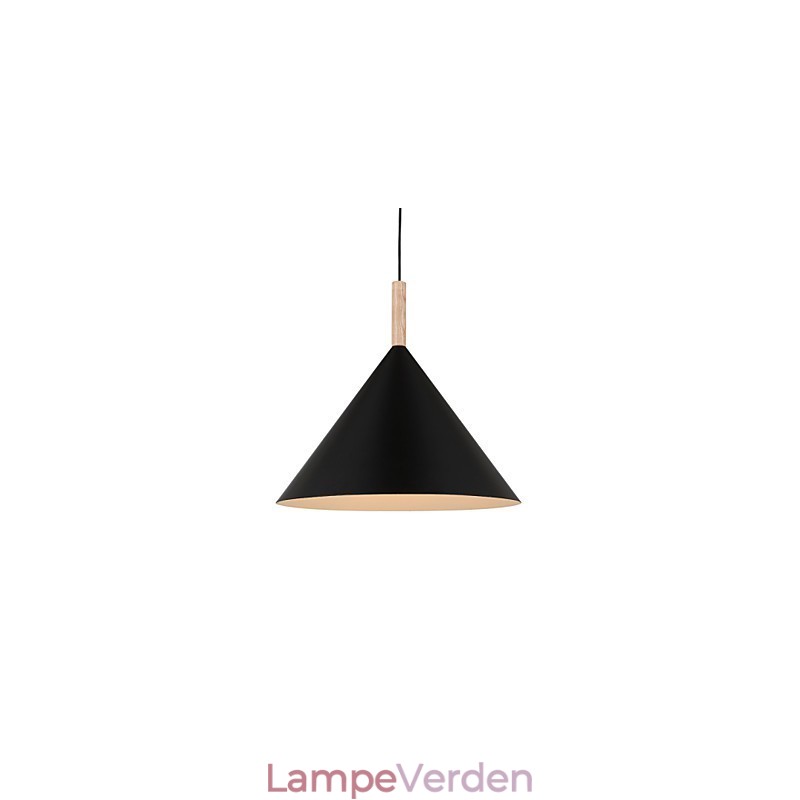 Mini kunstnerisk kegle pendellampe 1 lys Mordern Simplicity Finish Sort hvid aluminium & træ droplight