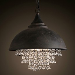 Loft Pendel Krystal Retro Kaffe Lys Garage Metal