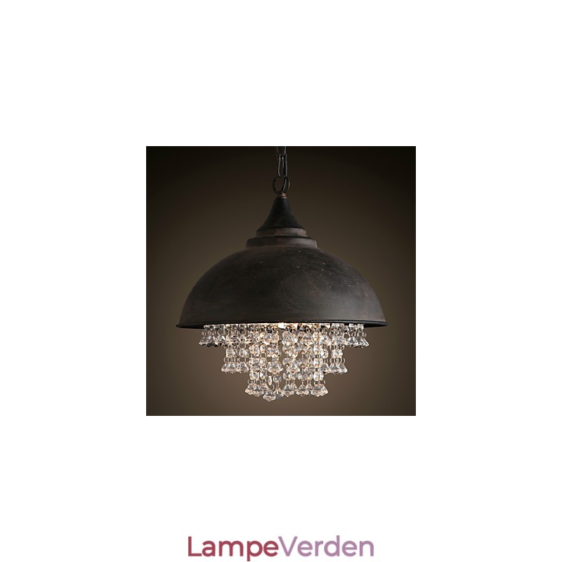Loft Pendel Krystal Retro Kaffe Lys Garage Metal
