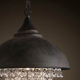 Loft Pendel Krystal Retro Kaffe Lys Garage Metal