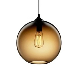 Moderne glas pendel i rund brun bobledesign