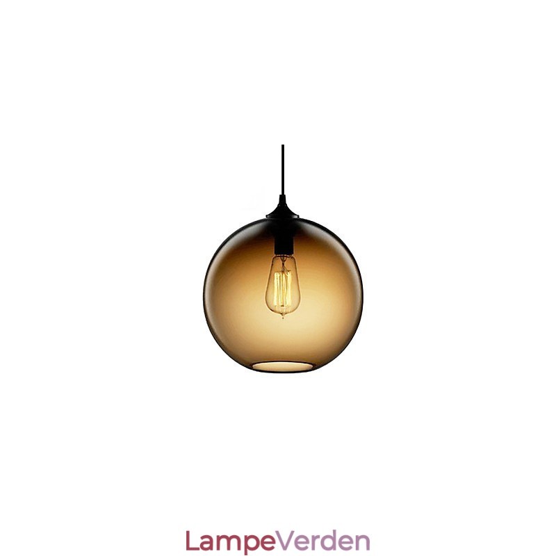 Moderne glas pendel i rund brun bobledesign