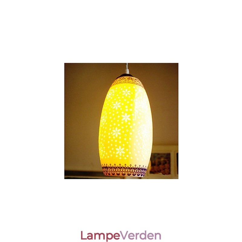 Retro Keramisk lampelampe Trapper Blå enkelthoved lysekrone Creative