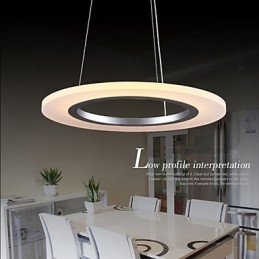 Pendel Rund Loftslysekrone Milky Acryl Loftslamper med Enkel Ring