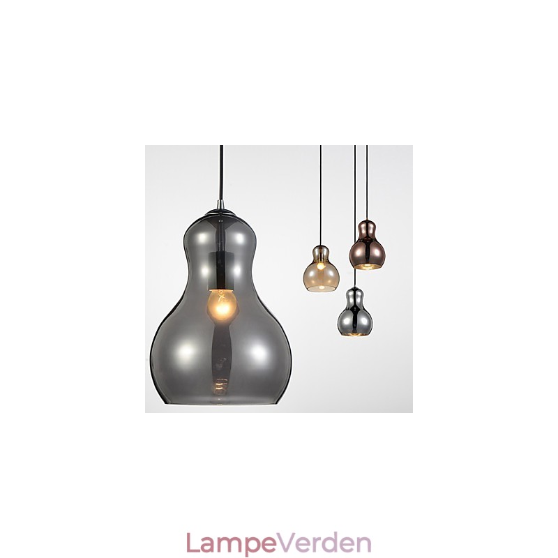 Kalebassformet pendel 1 lys moderne enkelhed gylden krom rosa guld rav røgfarvet grå glas og kulstofstål