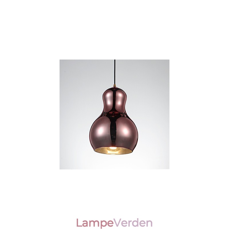 Kalebassformet pendel 1 lys moderne enkelhed gylden krom rosa guld rav røgfarvet grå glas og kulstofstål
