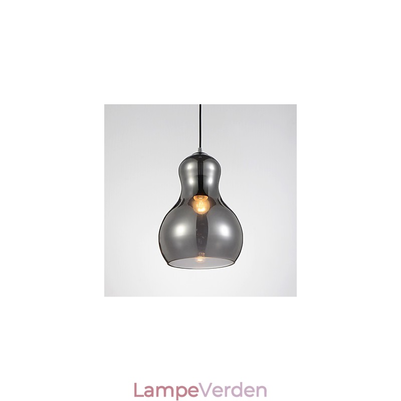Kalebassformet pendel 1 lys moderne enkelhed gylden krom rosa guld rav røgfarvet grå glas og kulstofstål