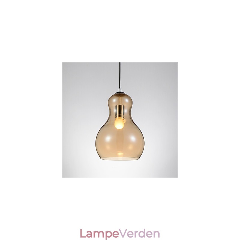 Kalebassformet pendel 1 lys moderne enkelhed gylden krom rosa guld rav røgfarvet grå glas og kulstofstål