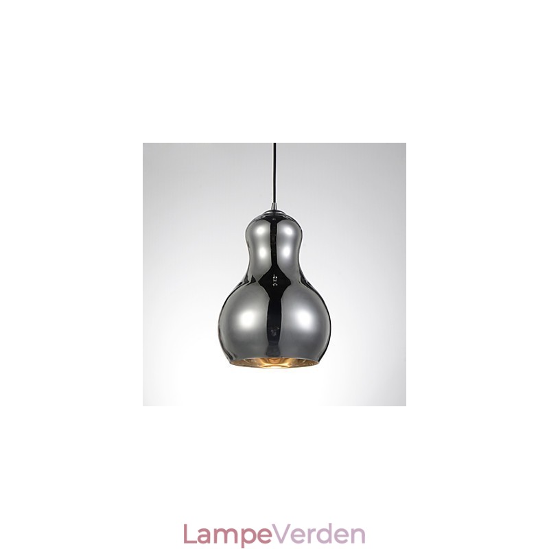 Kalebassformet pendel 1 lys moderne enkelhed gylden krom rosa guld rav røgfarvet grå glas og kulstofstål