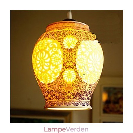 Retro Keramisk lampelampe Trapper Blå enkelthoved lysekrone Creative Retro Keramisk lampelampe Trapper Blå enkelthoved lysekrone Creative