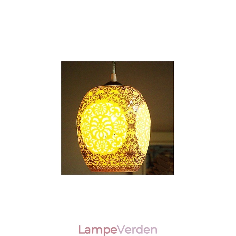 Retro Keramisk lampelampe Trapper Blå enkelthoved lysekrone Creative