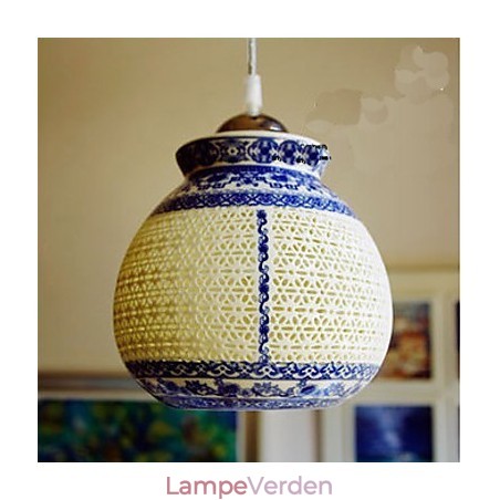 Retro Keramisk lampelampe Trapper Blå enkelthoved lysekrone Creative Retro Keramisk lampelampe Trapper Blå enkelthoved lysekrone Creative