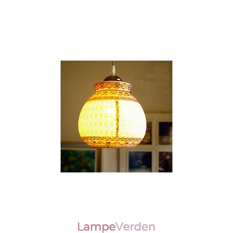 Retro Keramisk lampelampe Trapper Blå enkelthoved lysekrone Creative