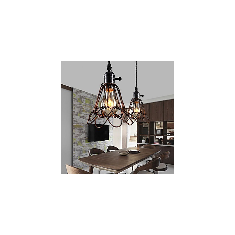 Amerikansk land industrivindlampe retro lille lysekrone jernbur