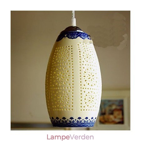 Retro Keramisk lampelampe Trapper Blå enkelthoved lysekrone Creative Retro Keramisk lampelampe Trapper Blå enkelthoved lysekrone Creative