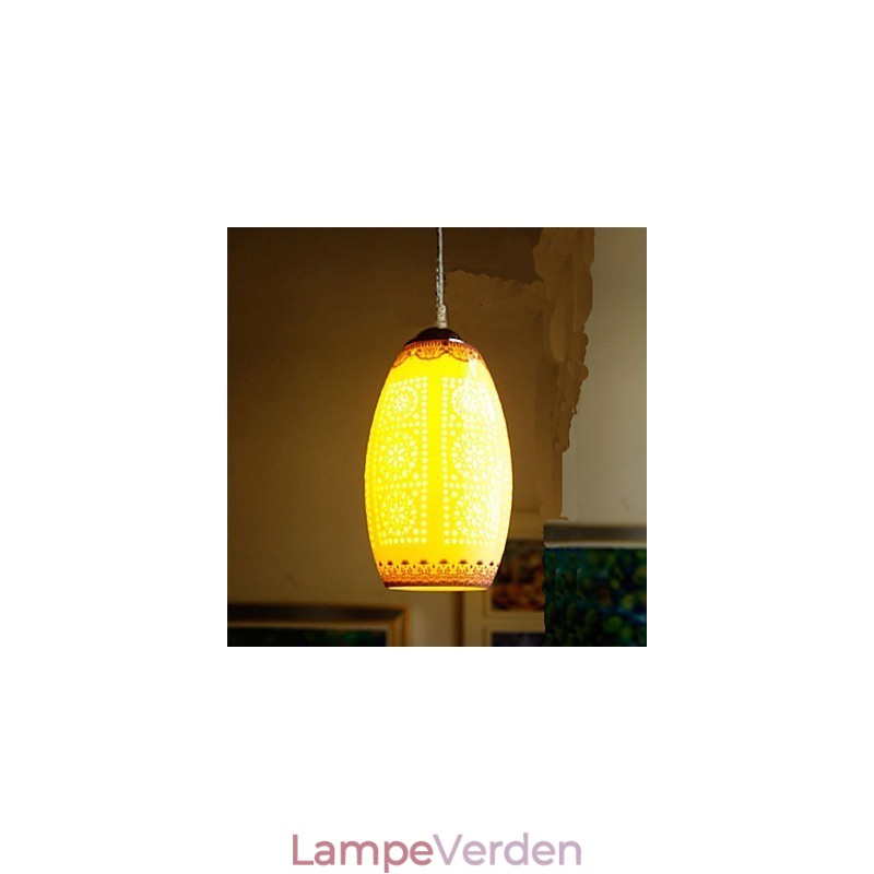 Retro Keramisk lampelampe Trapper Blå enkelthoved lysekrone Creative