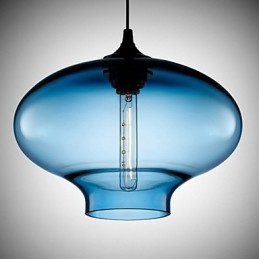 1 lys moderne glas hvid og blå gennemsigtig pendel