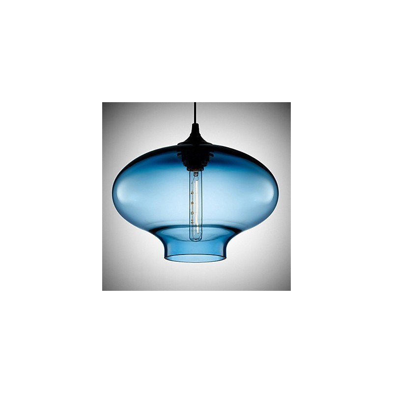 1 lys moderne glas hvid og blå gennemsigtig pendel