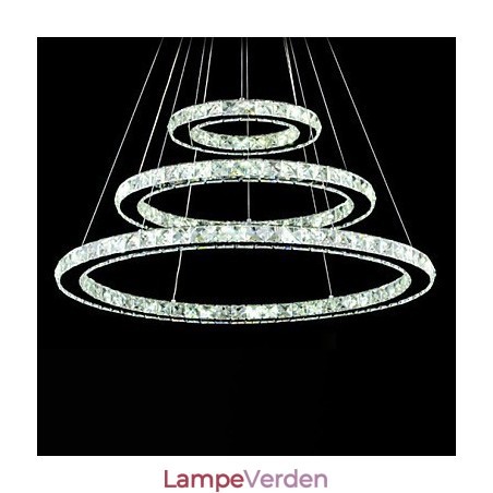 Dæmpbar krystal pendel moderne cirkulær lysekrone belysningslamper Cool hvid runde loftslamper armaturer med fjernbetjening Dæmpbar krystal pendel moderne cirkulær lysekrone belysningslamper Cool hvid runde loftslamper armaturer med fjernbetjening