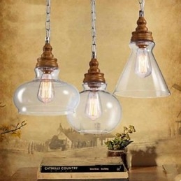 Wood Grain Crystal Droplight Cafe Belysning Lamper Og Lanterne