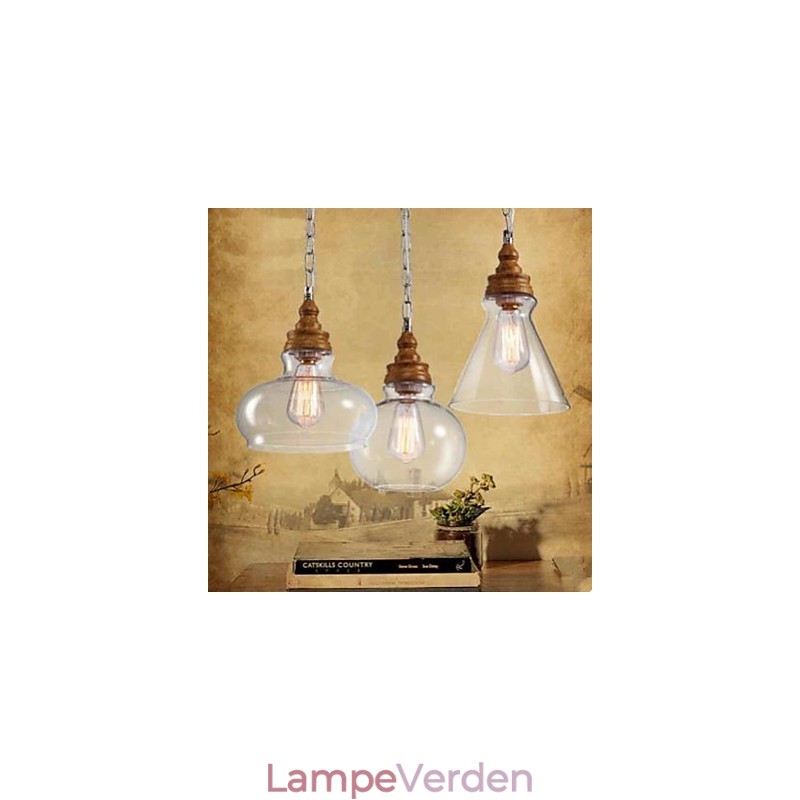 Wood Grain Crystal Droplight Cafe Belysning Lamper Og Lanterne