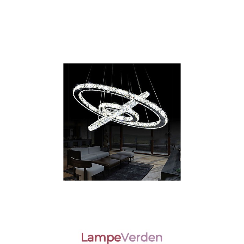 Dæmpbar krystal pendel moderne cirkulær lysekrone belysningslamper Cool hvid runde loftslamper armaturer med fjernbetjening