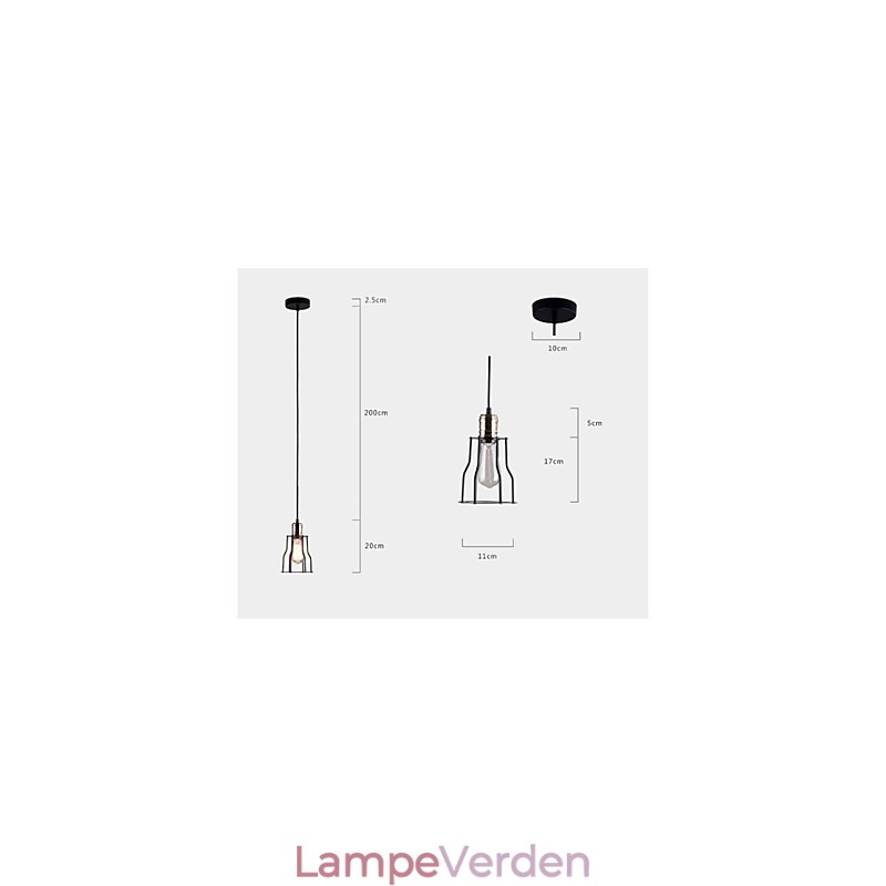 Amerikansk industriel vintage cafe buffet ideer smedejernsbur Pendellampe siddende
