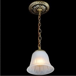 Bronze pendant lys mønster glasskærm European Retro Classic