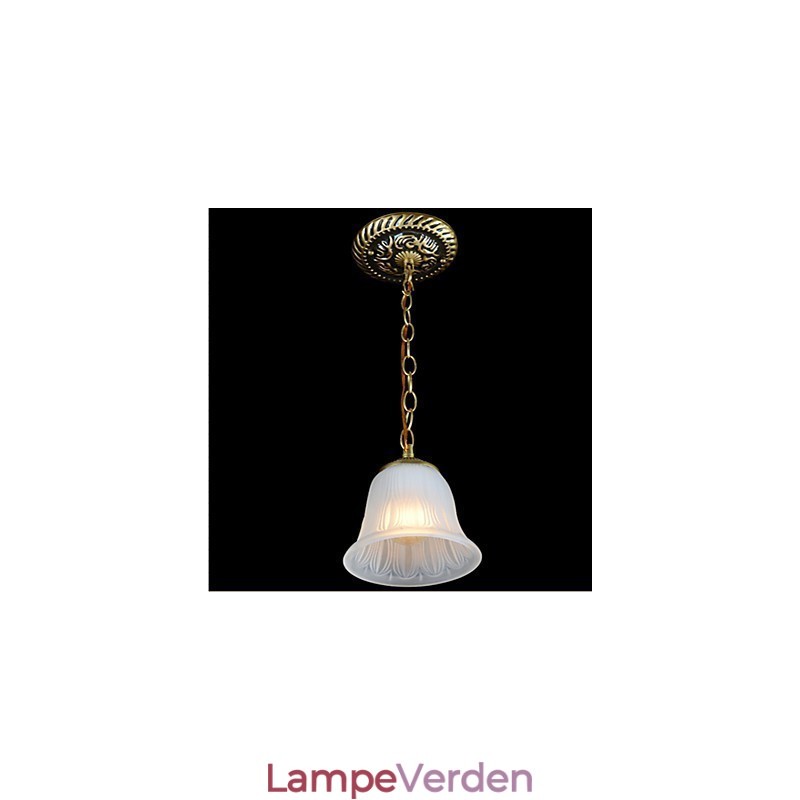 Bronze pendant lys mønster glasskærm European Retro Classic