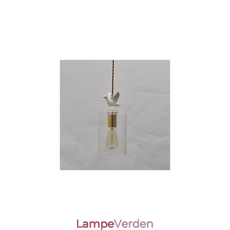 Kreativ fugl Pendel i glaslysekrone med glasskærm