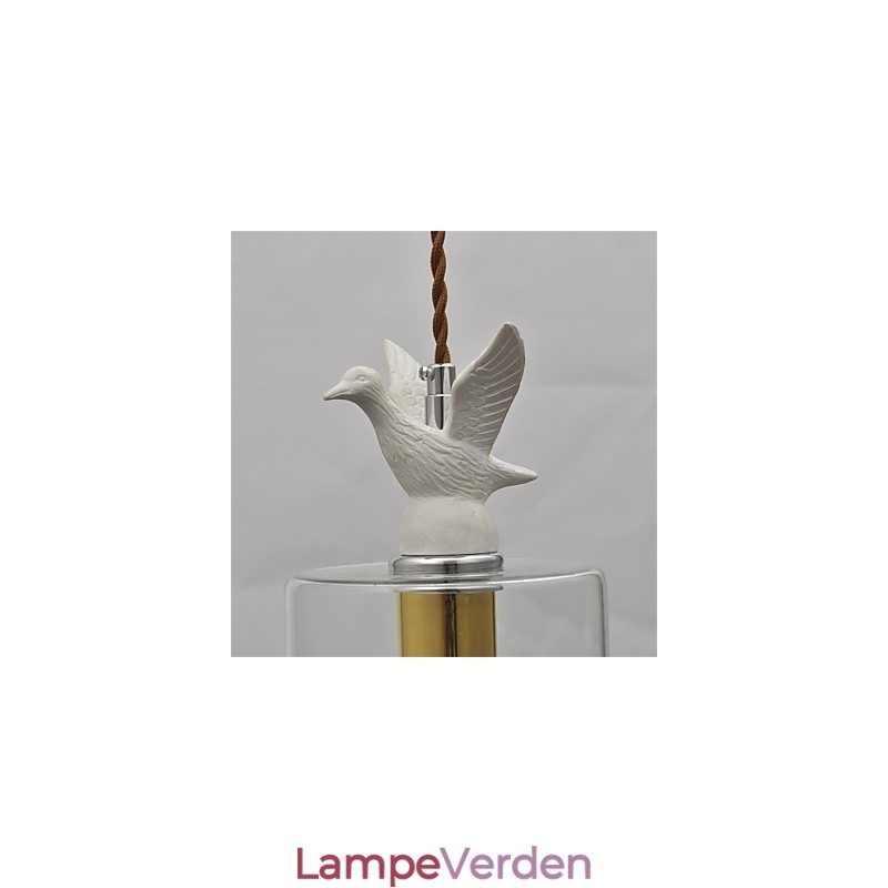 Kreativ fugl Pendel i glaslysekrone med glasskærm
