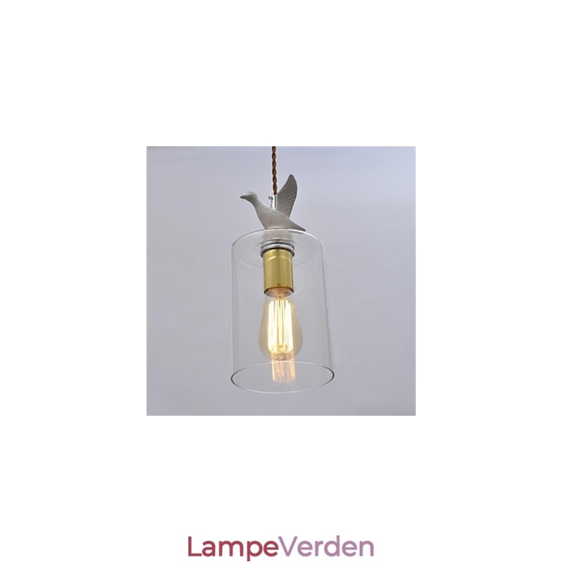 Kreativ fugl Pendel i glaslysekrone med glasskærm