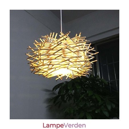 Moderne og sammentrukket droplight 1 let håndvævet træ Moderne og sammentrukket droplight 1 let håndvævet træ