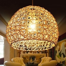 Moderne landdistrikter Cany Art Vævet Rattan Single Head Droplight Lampe