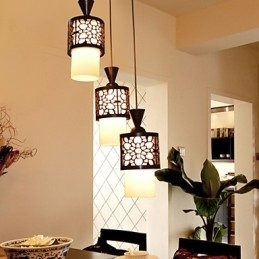 Moderne kinesisk stil Klassisk massivt trætromme Creative Single Head Droplight Lamp Light