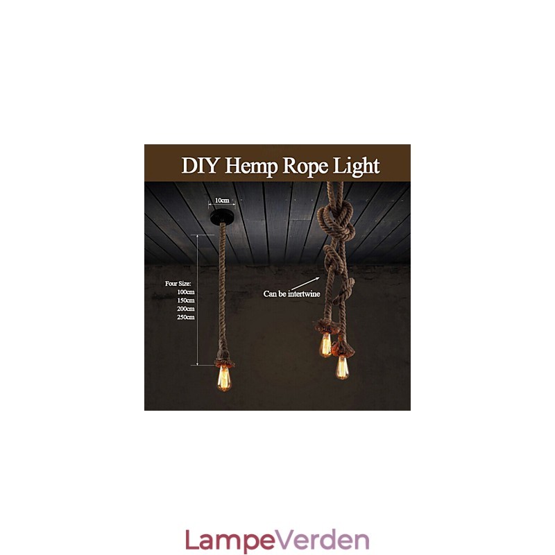 1 lys DIY kunst hampereb Light Creative hampereb lysekrone lang 100 cm Send 1 pære