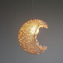 Moderne landdistrikter Cany Art Vævet Rattan Single Head Droplight Lampe