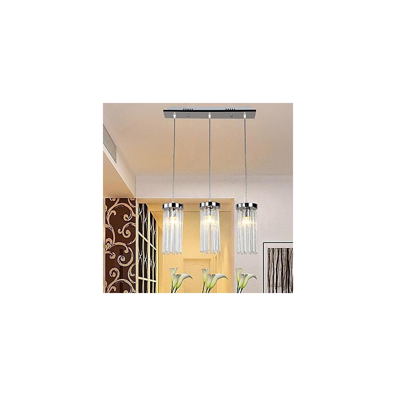 Moderne moderne Crystal Chrom Metal Pendellampe
