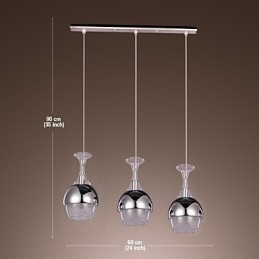 French Style Creative 3 Light Pendant i form af bæger