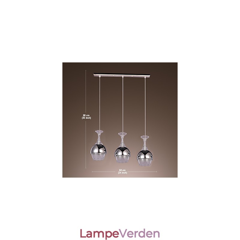 French Style Creative 3 Light Pendant i form af bæger