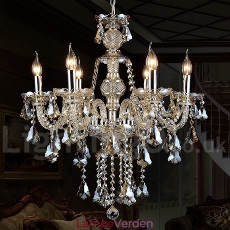 Retro Vintage Cognac farve K9 krystal moderne lysekrone med 6 lys