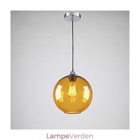 Moderne pendel i glas i rund ravfarvet Bubble Design glasskærm Moderne pendel i glas i rund ravfarvet Bubble Design glasskærm