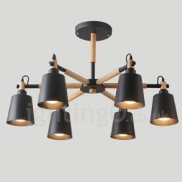 Modern Contemporary Wood 6 Light lysekronelampe