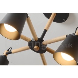 Modern Contemporary Wood 6 Light lysekronelampe