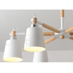 Modern Contemporary Wood 6 Light lysekronelampe