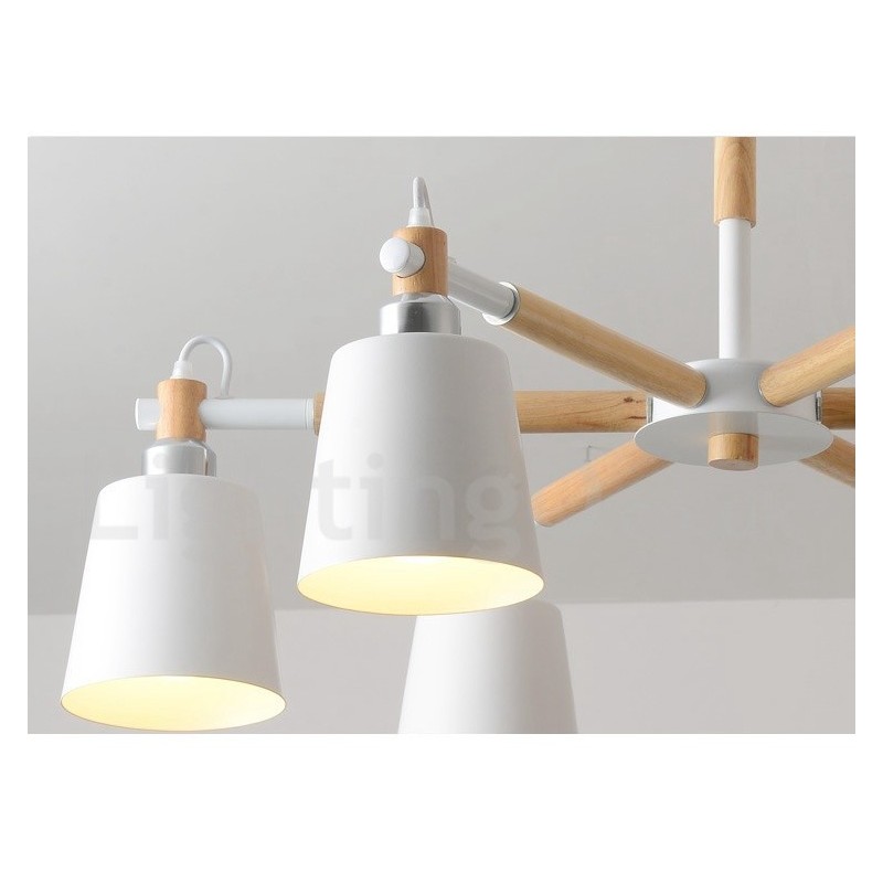Modern Contemporary Wood 6 Light lysekronelampe