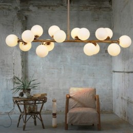 Moderne moderne 16 lys lysekrone med glasskærm og lampe