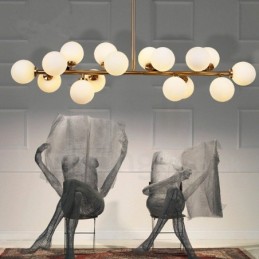 Moderne moderne 16 lys lysekrone med glasskærm og lampe